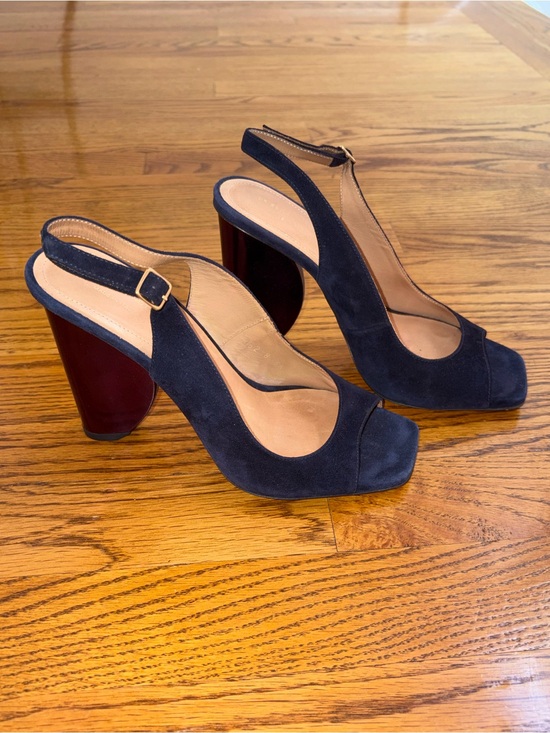 Dries Van Noten Shoes - Dries Van Noten Blue Suede Purple Heel Slingback
